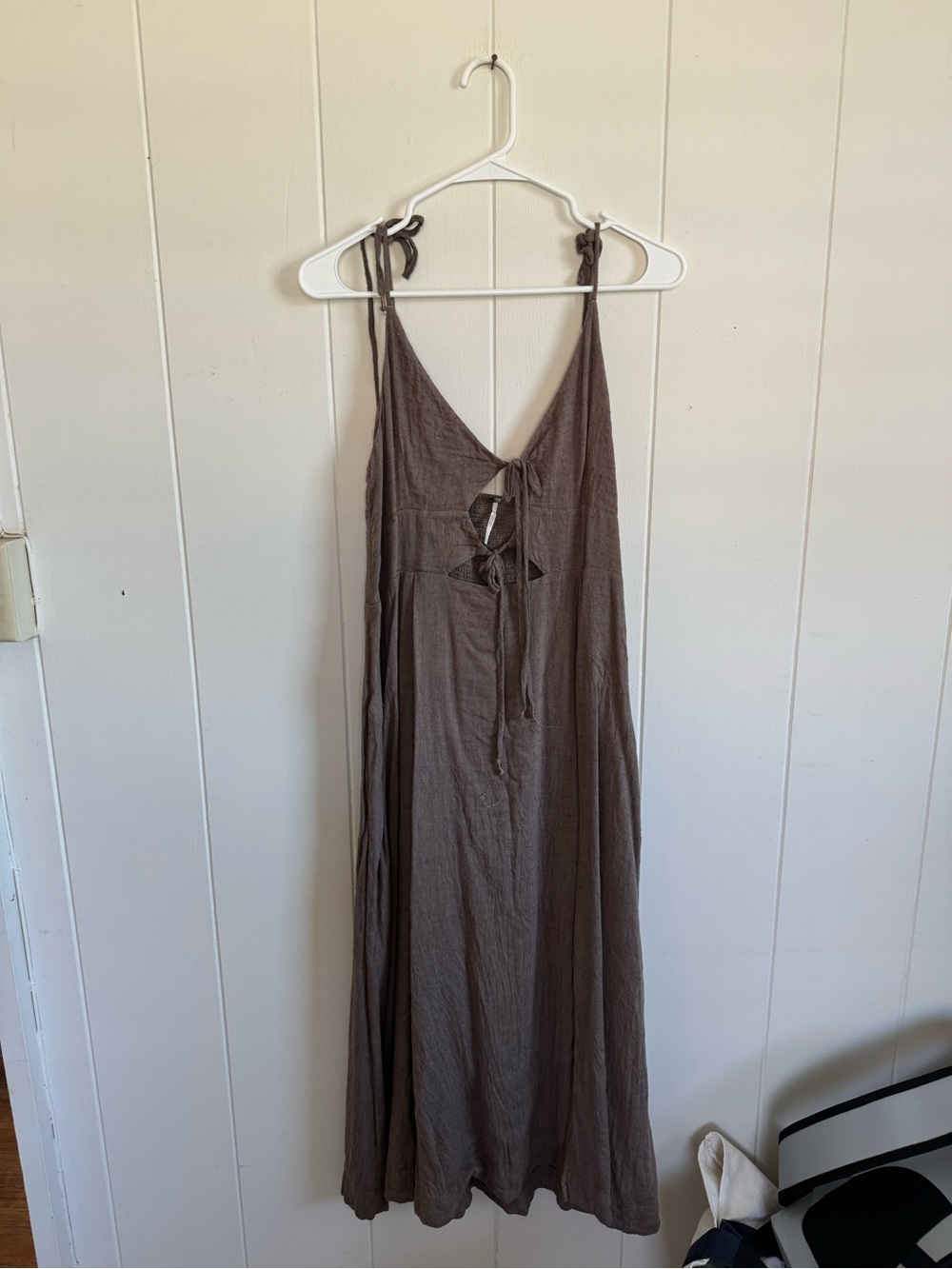 Free People Brown Tie Strap Cut Out Maxi Dress Large